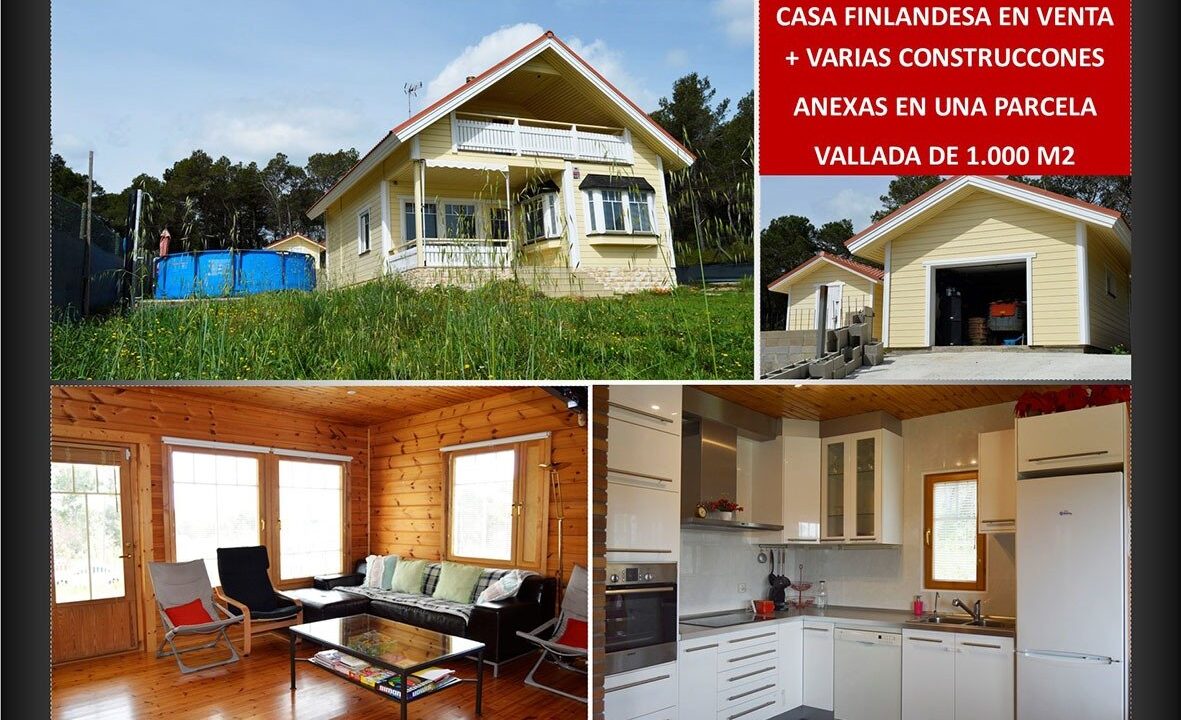 CASA FINLANDESA EN VENTA + 3 CONSTRUCCIONES ANEXAS EN PARCELA DE 1.000 M2