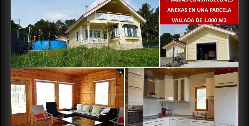 CASA FINLANDESA EN VENTA + 3 CONSTRUCCIONES ANEXAS EN PARCELA DE 1.000 M2